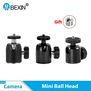 BEXIN Kameras Mini Ball Head Statīvs Monopod Mount Adapteris, Galva, 360° Rotācija Klaigas ar 1/4 Skrūvi DSLR Kameras Statīvs
