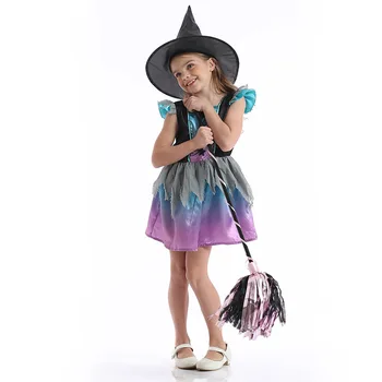 Meitenes Halloween Raganu Kleita Bērni Raganas Puses Cosplay Kostīmi Bērniem Maskēties Lomu Spēles Apģērbs