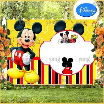Pasūtījuma Jauki Karikatūra Disney Baby Mickey Minnie Mouse Gudrs Dzeltens Fons, Dzimšanas Dienas Svinības Apdare, Fotogrāfijā Fona