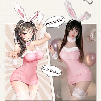Anime, Bunny Girl Cosplay Kostīms Sieviešu Gudrs Plīša Trusis Svārki Uzvalks Sexy Apakšveļa Vienotu Kārdinājumam Erotiska Kostīmi
