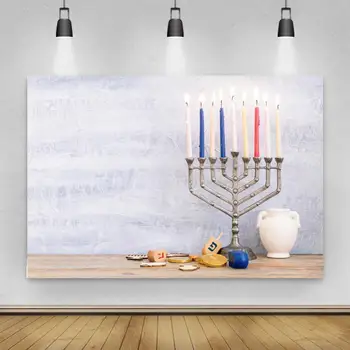 Laimīgs Hanukkah Fotogrāfija Backdrops Puse Ziemassvētku Foto Fona Dekorēšana Zilu Dāvanas, Vinila Photo Booth Aksesuāri