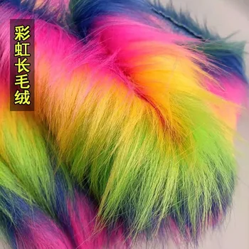 12cm garš pāļu varavīksnes krāsu Imitācija, kažoku apkakles darbības apģērbu plīša audums raibs