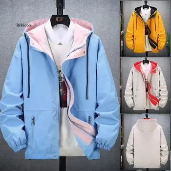 Vīrieši Harajuku Raibs Žaketes Mēteļi Ir 2021. Japāņu Streetwear Vintage Vējjaka Korejas Kapuci Bomber Jakas