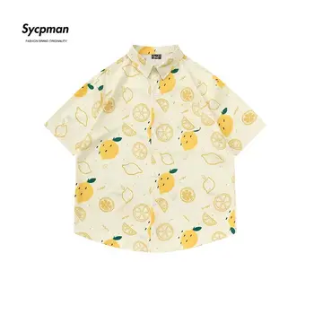 Sycpman Jautri Citronu Drukāt Īsām Piedurknēm Krekli Vīriešiem Vasarā Zaudēt Gadījuma Universāls Krekls Streetwear