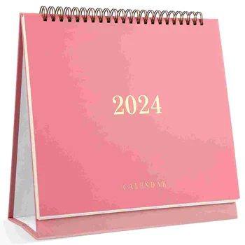 Janvāris 2024-Jun Galda Kalendāra Piezīmi Bloki Plānotājs Mēneša Kalendārs Bieza Papīra Galda Kalendārs (Rozā)