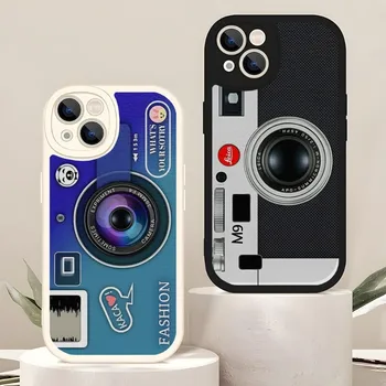 Retro Nostalģija Kameru Telefonu Gadījumā Āda Iphone 14 Pro 11 13 12 Mini X Xr Xs Max 7 8 Puls Se 2020. Gadam Silikona Vāciņu Atpakaļ