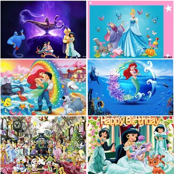 Disney Fotogrāfijas Fons Princese Tēmu Meitenes Dzimšanas Dienu, Kāzu Dekori Pasūtījuma Backdrops Studio Banner Piederumi Aksesuāri