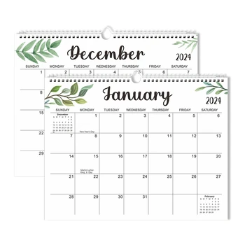 2GAB Sienas Kalendāru 18 Mēnešu Kalendārs No Janvāris 2024-Jun 2025,14.8 X 11.5 Collu, Twin-Stieple Saistošs Ar Iekarināšanas Āķis
