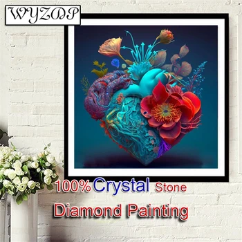 5D Diy 100% Crystal Diamond Krāsošanas Komplekts Sirds Attēlu Pilnu Kvadrātveida Dimanta Izšuvumi Krustdūrienā Dimanta Mākslas Kristāla Docer