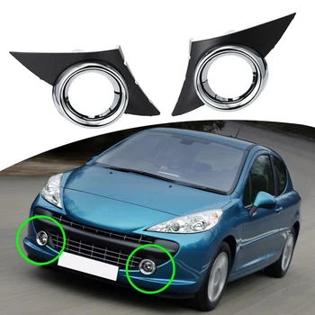Automašīnas Priekšējā Kreisā Miglas lukturi Segtu Chrome Foglights Rāmis Grils Auto Piederumi Peugeot 207 Sporta 2006-2009
