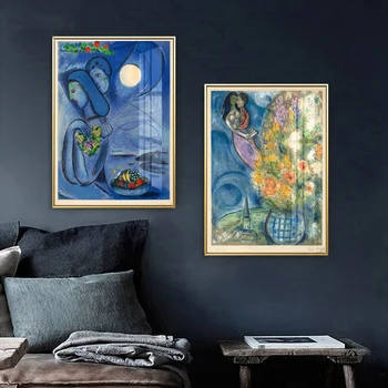 Moduļu Audekls Marks Šagāls Attēli Ziedu Glezniecības Raksturs, Mājas Dekoru Kubisma Izdrukā Plakātu Anotācija Sienas Mākslas Modernās Guļamistabas