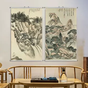 Zhang Daqian Ķīniešu Tintes Ainavu Glezniecība HD Izdrukas uz Audekla Sienas Māksla Attēlu Dzīvojamā Istaba Mājas Interjeru ALUMĪNIJA RĀMIS