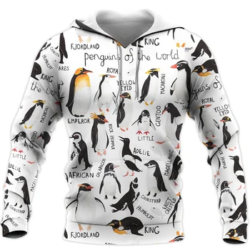  Vīriešu pelēkā vārna Skaistu Penguin 3D Visā Print sporta Krekls Harajuku Streetwear (Unisex) Ikdienas Rāvējslēdzēju Hoodies & Krekli