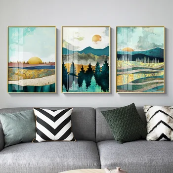 Ziemeļvalstu Saullēkta un Saulrieta kanvas glezna ainava, plakāti un drukas unikālu dekoru, sienas, mākslas attēlus dzīvojamā istaba guļamistaba eju