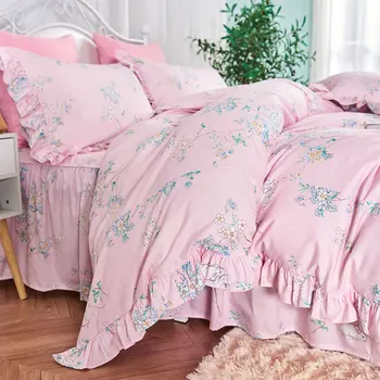 Gudrs fairyfair savirmot gultas piederumi komplekti,dvīņu pilna karaliene, karalis salds skaistu ziedu kokvilnas gultasveļa gultas svārki spilvena pārvalks sega vāciņu
