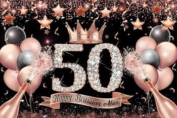 Pasūtījuma 50. Rose Gold Balonu Zvaigžņu Šampanieti Vainagu Spožu Dzirksti backdrops puses piederumi Foto Studijas Foni