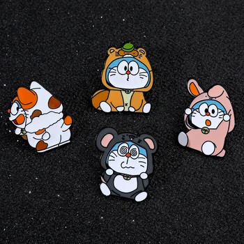 Japānas Anime Doraemon Karikatūra Emaljas Pin Gudrs Attēls Atloks, Nozīmītes Broša Sieviešu Drēbes, Cepure, Rotaslietas, Aksesuāri, Dāvanas