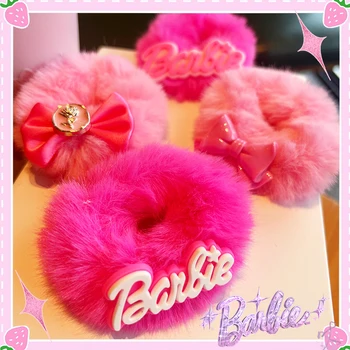 Barbie Plīša Hairtie Kawaii Moderns Filmu Apdare Rozā Saldu Zirgaste Jauki Hairband Stilīgs Meitenēm, Bērniem, Dāvanu Modes Y2K