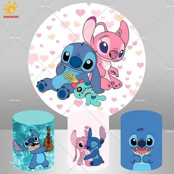 Lilo & Stitch Tēmu, Apaļi Fona Segtu Cartoon Kids Bērnu Dušas, Dzimšanas dienas Puse Apļa Fona Fotogrāfija Elastīgs