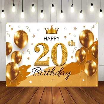 Laimīgs 20. Dzimšanas dienas Balons Princese, Princis Fotogrāfijas Fons Banner Dekors Blue Priekā Tēmu Fona Plakātu Puse